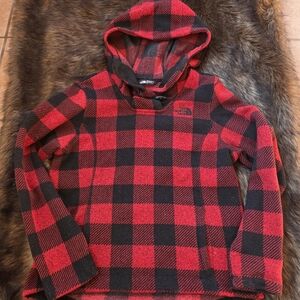 The North Face Red and Black Buffalo Plaid Sweater Hoodie